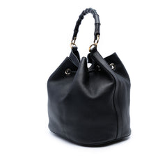 Pebbled Calfskin Miss Bamboo Tassel Bucket Bag
