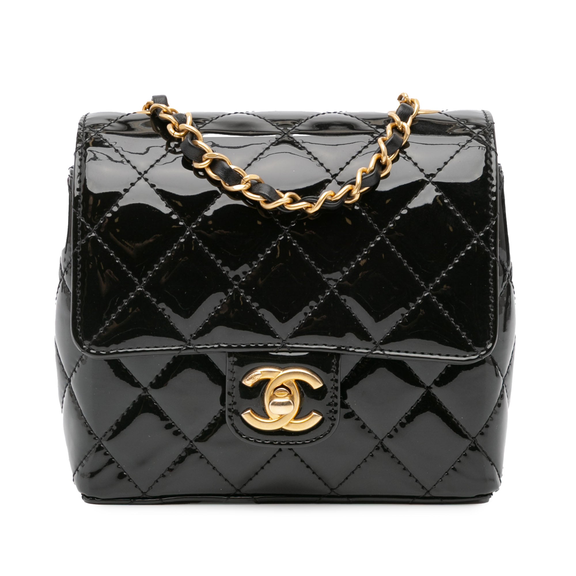 Mini Square Classic Patent Single Flap