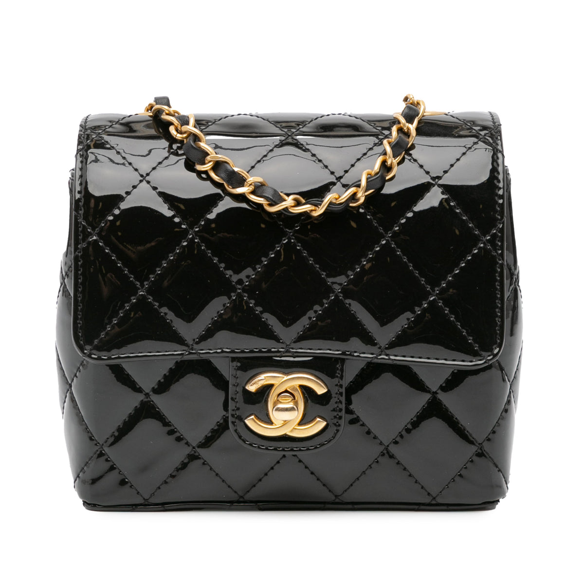 Mini Square Classic Patent Single Flap