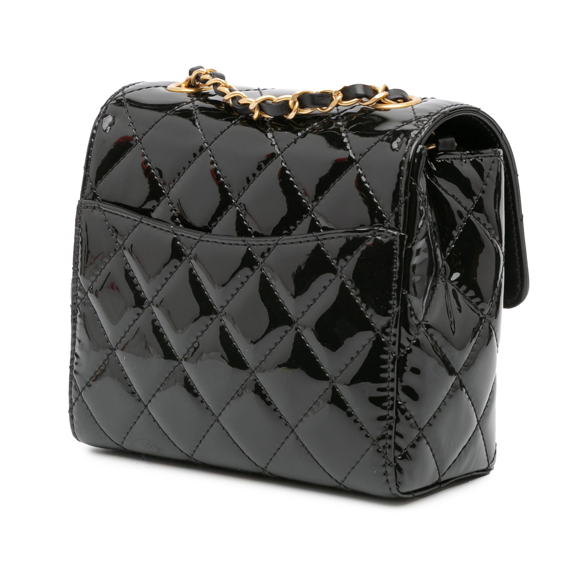 Mini Square Classic Patent Single Flap