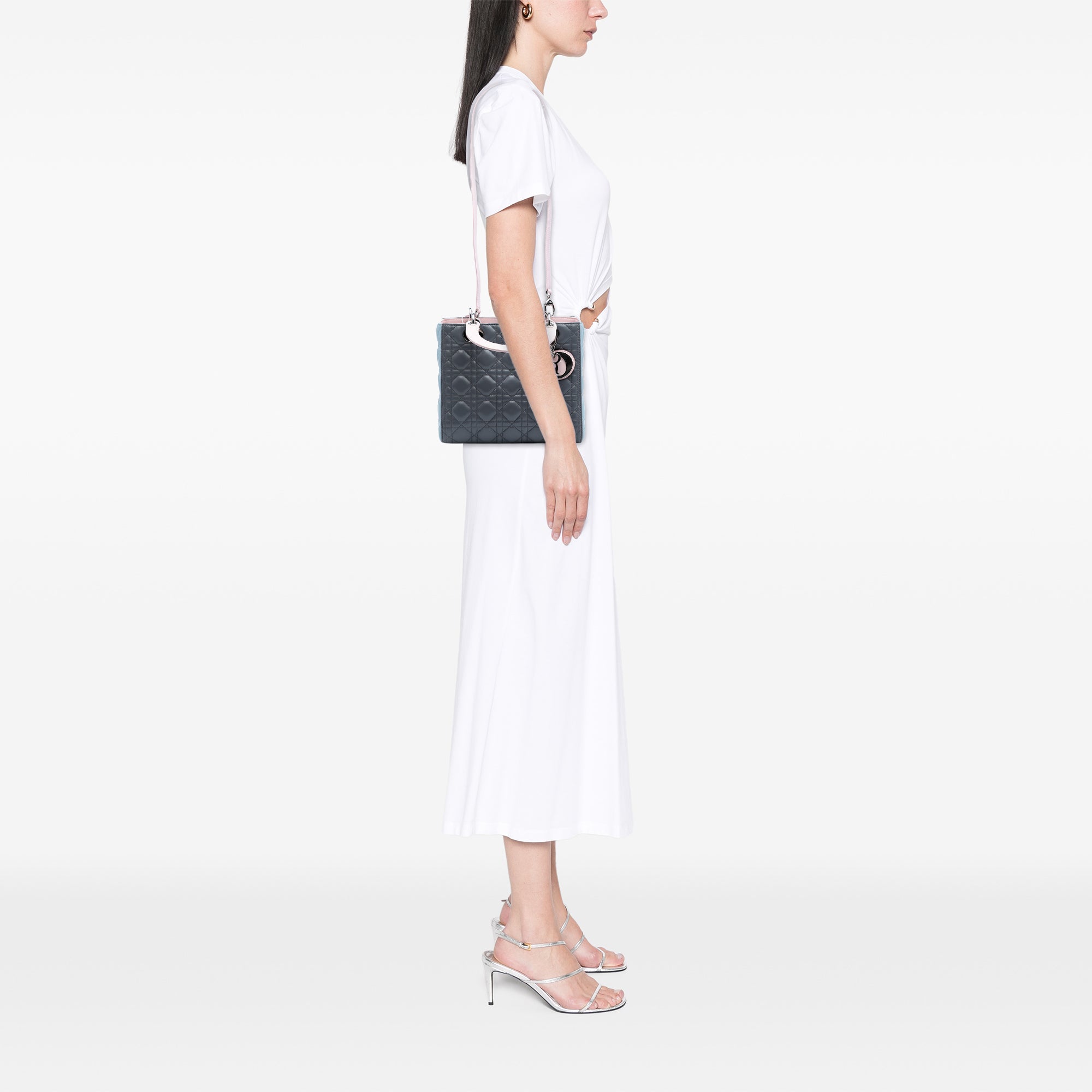 Medium Tricolor Lambskin Cannage Lady Dior