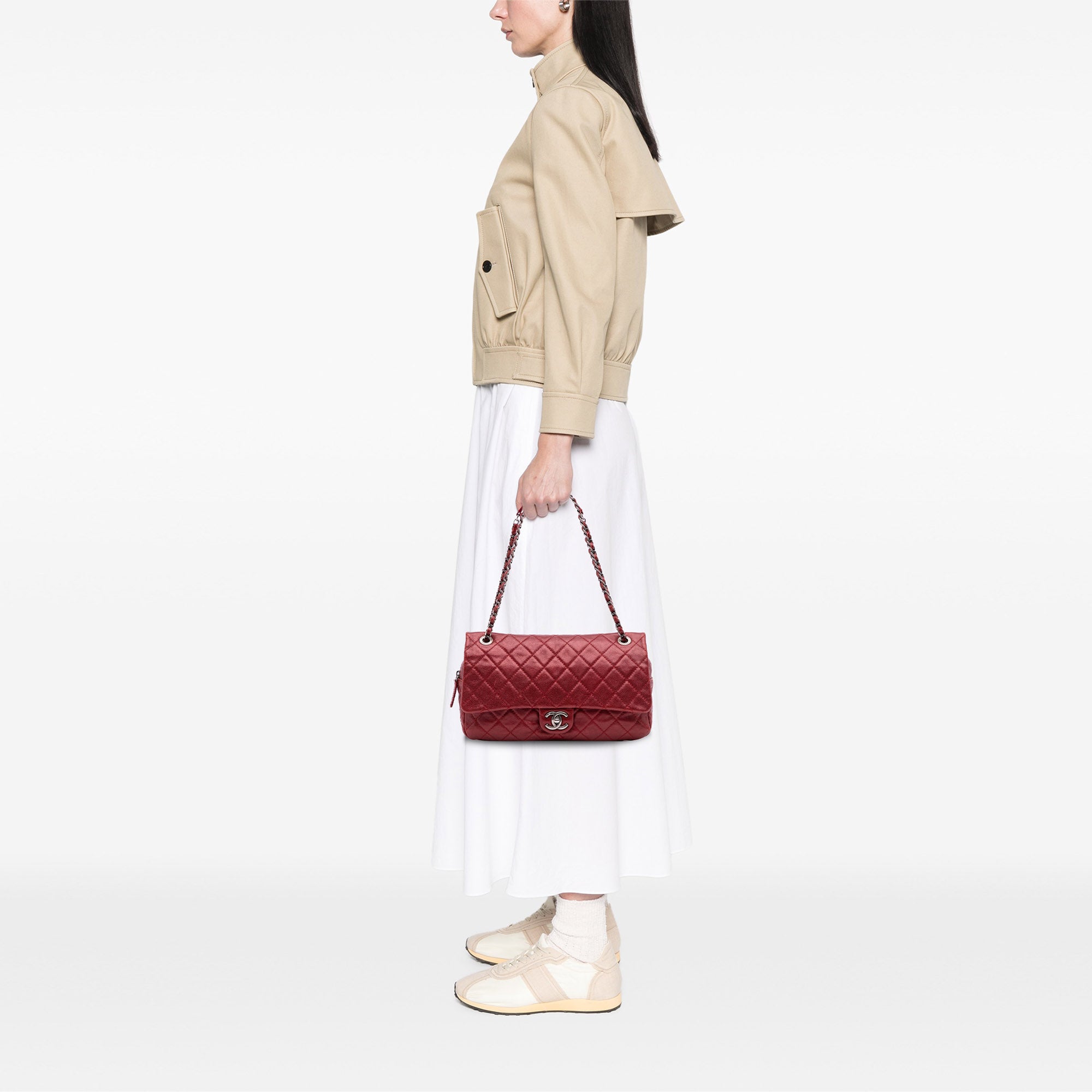 Medium Quilted Caviar Easy Flap