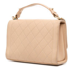 Medium Quilted Calfskin Label Click Flap