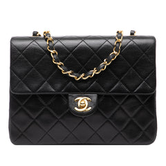 Square Quilted Lambskin Single Flap