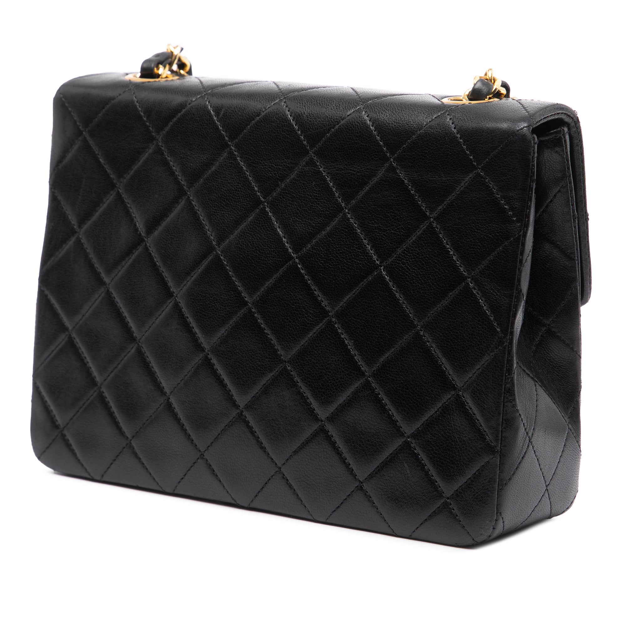 Square Quilted Lambskin Single Flap