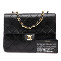 Square Quilted Lambskin Single Flap