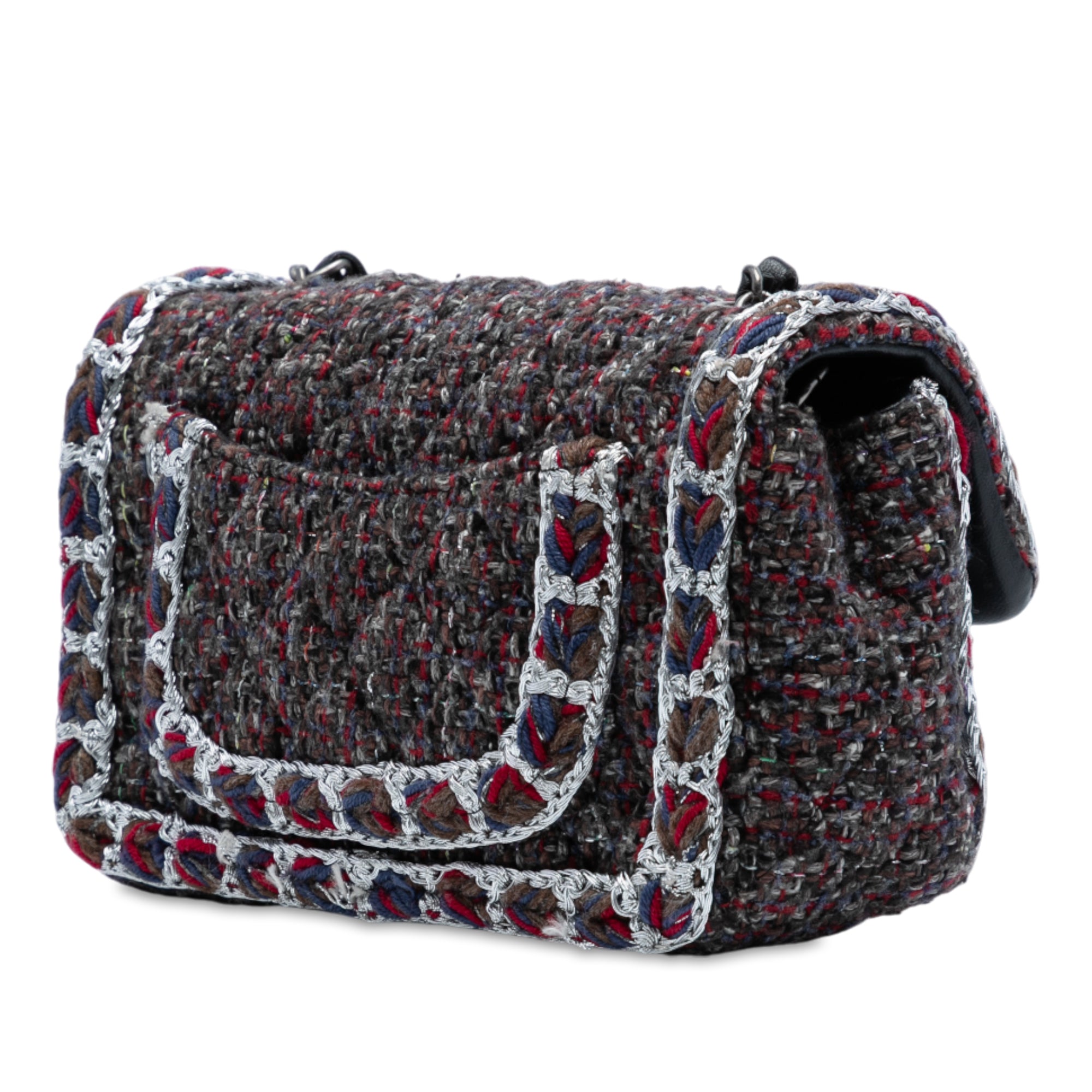 Mini Rectangular Classic Braided Tweed Single Flap