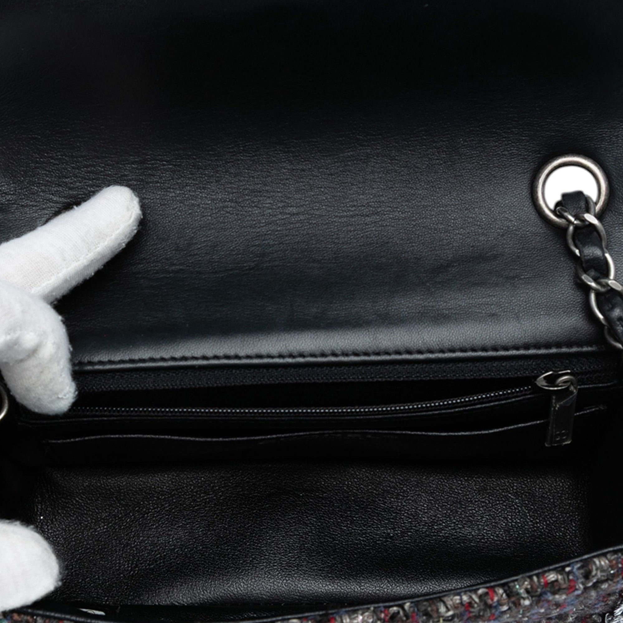 Mini Rectangular Classic Braided Tweed Single Flap