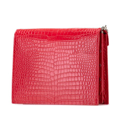 Croc Embossed Leather Monogram Cassandra Clasp Bag