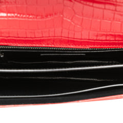 Croc Embossed Leather Monogram Cassandra Clasp Bag