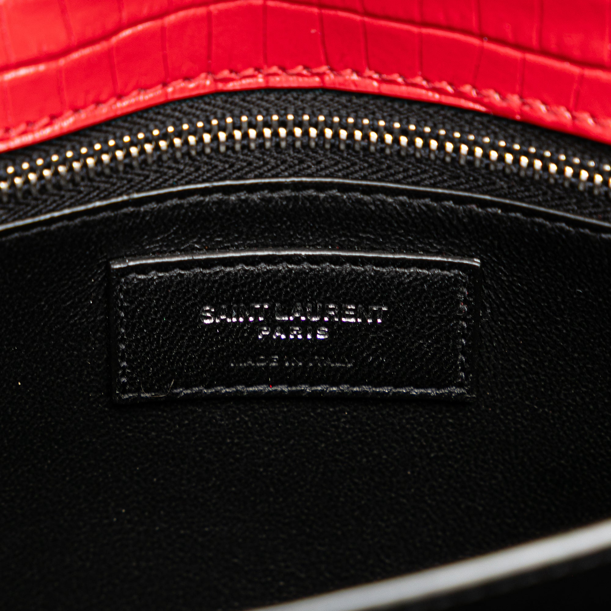 Croc Embossed Leather Monogram Cassandra Clasp Bag