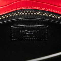 Croc Embossed Leather Monogram Cassandra Clasp Bag