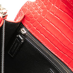 Croc Embossed Leather Monogram Cassandra Clasp Bag