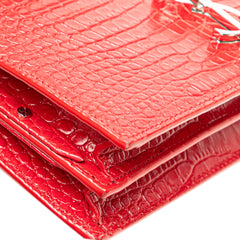 Croc Embossed Leather Monogram Cassandra Clasp Bag