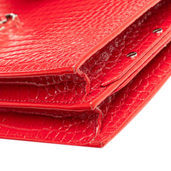 Croc Embossed Leather Monogram Cassandra Clasp Bag