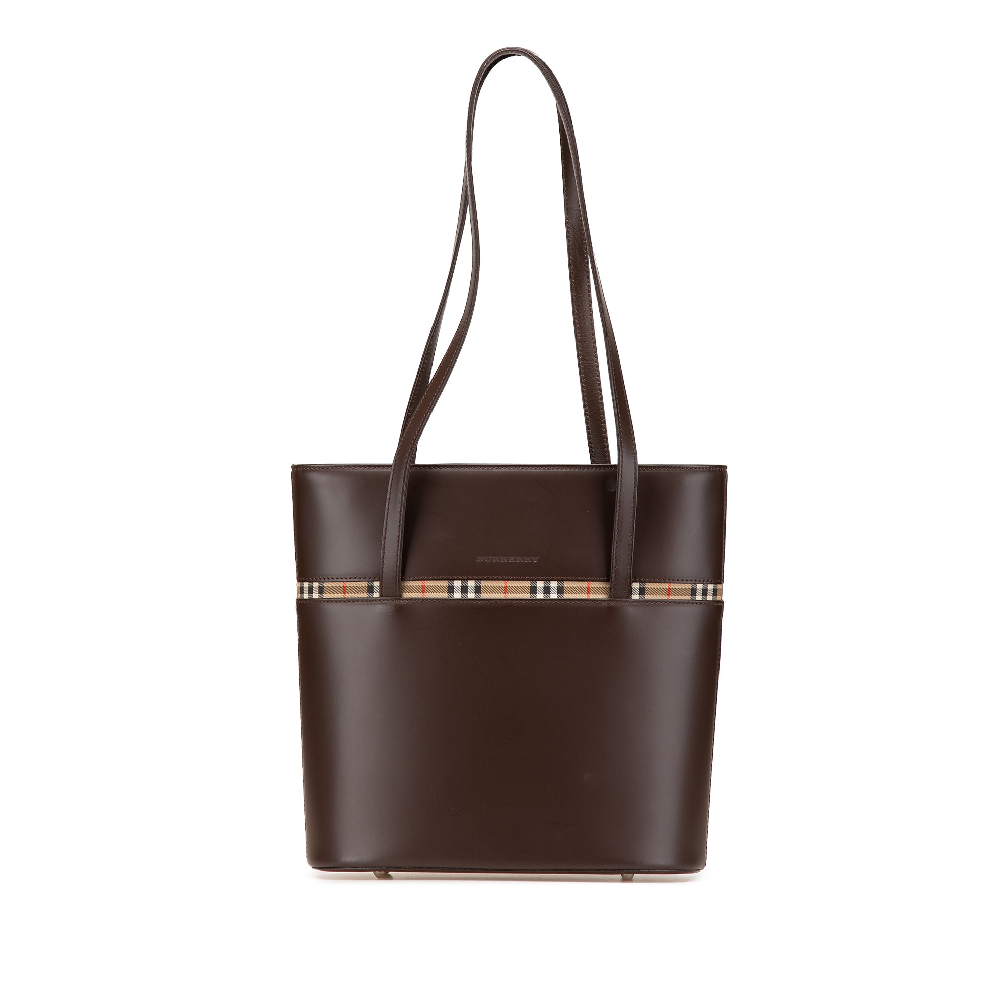 House Check Trimmed Leather Shoulder Bag