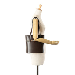 House Check Trimmed Leather Shoulder Bag