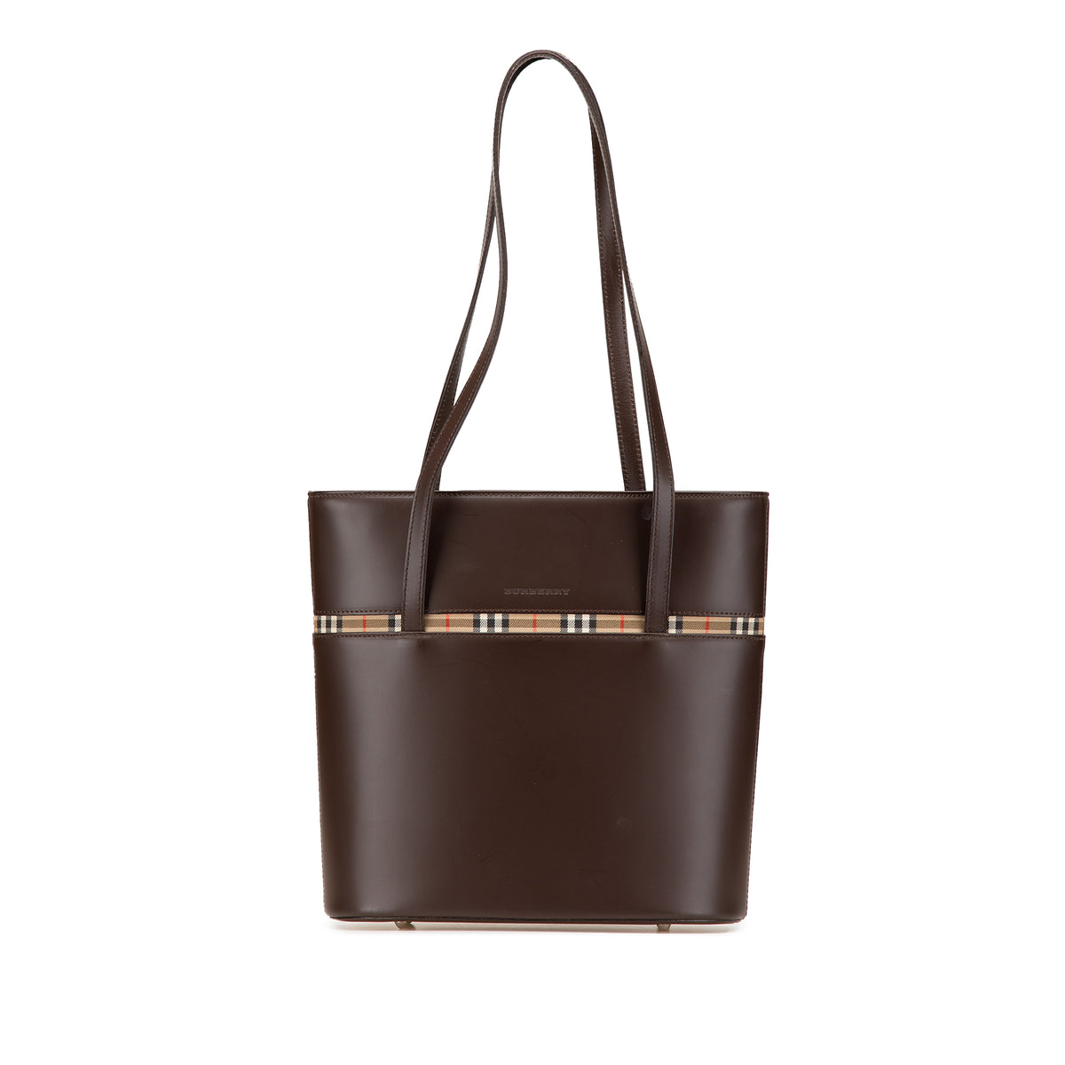 House Check Trimmed Leather Shoulder Bag