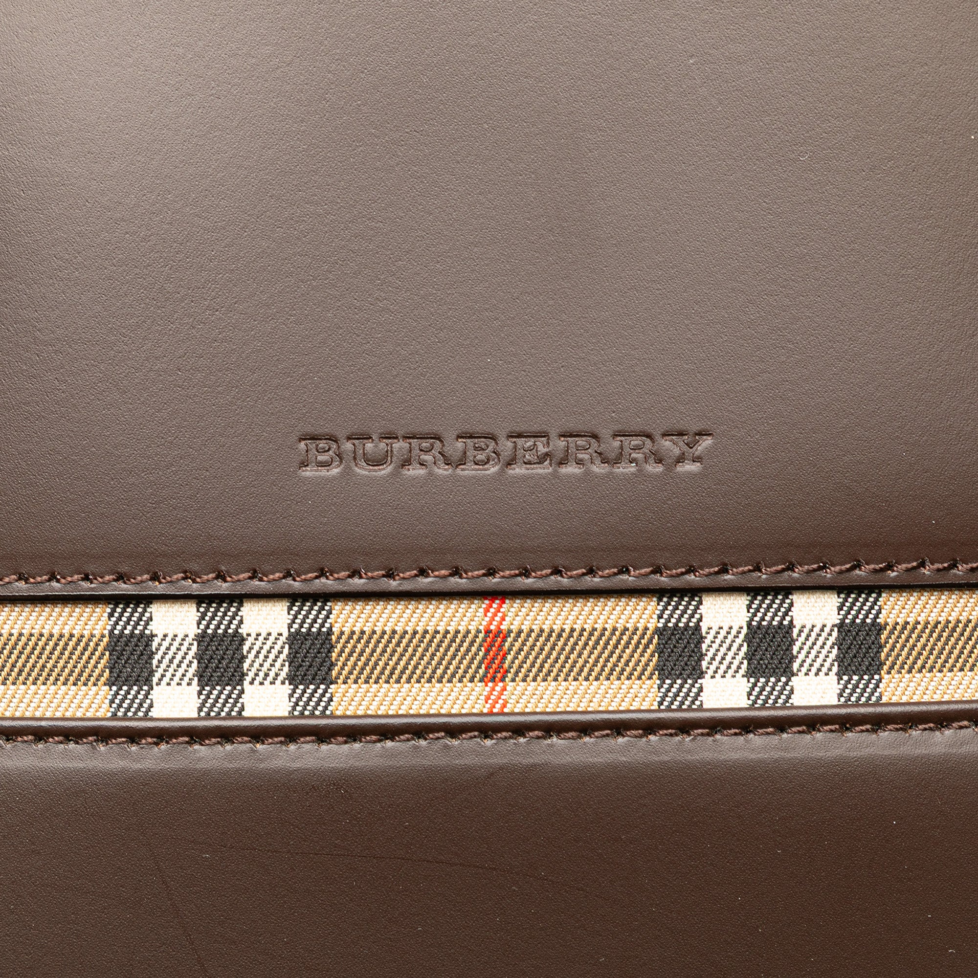 House Check Trimmed Leather Shoulder Bag