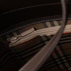 House Check Trimmed Leather Shoulder Bag
