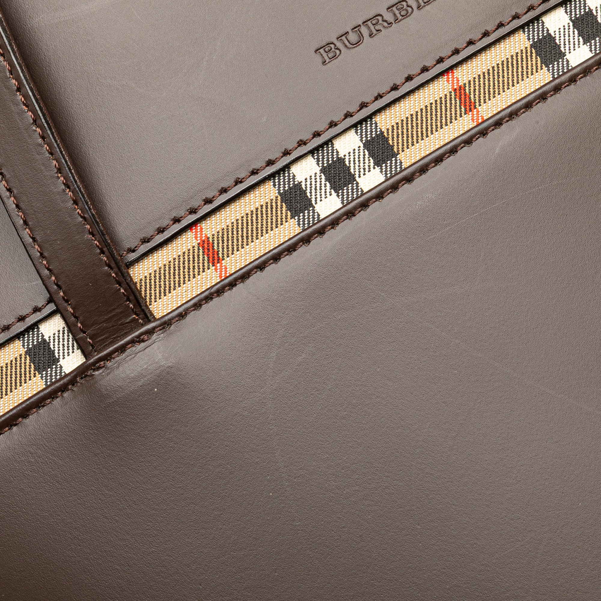 House Check Trimmed Leather Shoulder Bag