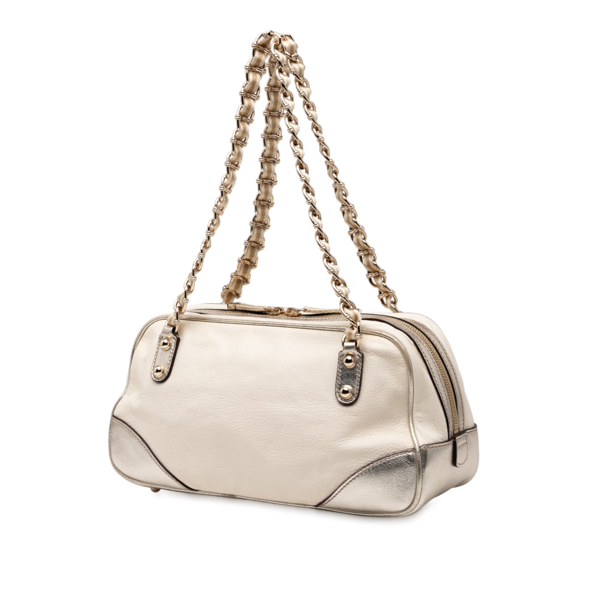 Small Leather Web Capri Shoulder Bag
