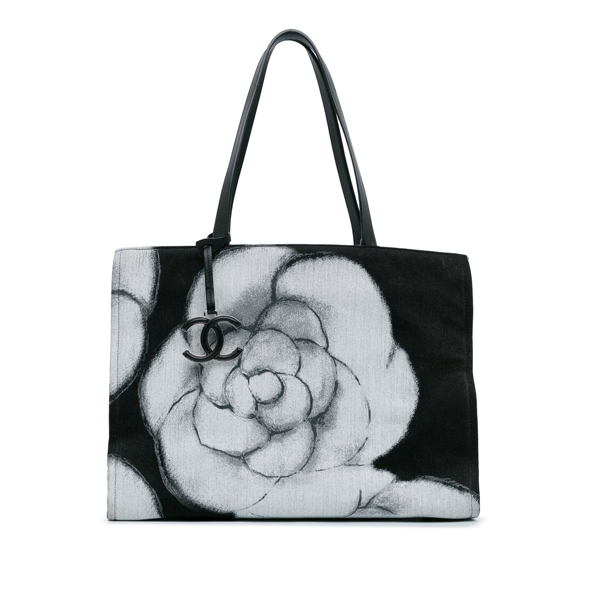 Large Camellia Printed Canvas Shopper Tote