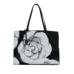 Large Camellia Printed Canvas Shopper Tote