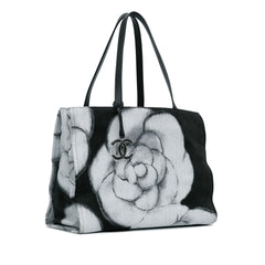 Large Camellia Printed Canvas Shopper Tote