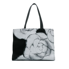 Large Camellia Printed Canvas Shopper Tote