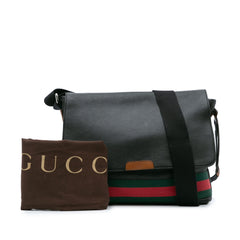 Leather Web Messenger Bag