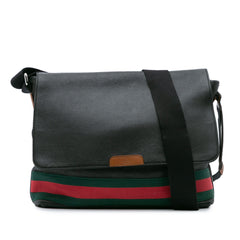 Leather Web Messenger Bag