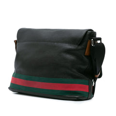 Leather Web Messenger Bag