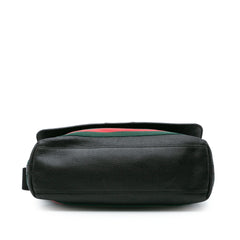 Leather Web Messenger Bag