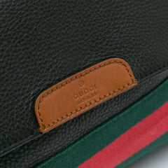 Leather Web Messenger Bag