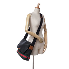 Leather Web Messenger Bag