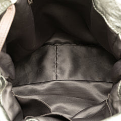 Medium Metallic Glazed Calfskin Perforated Rodeo Drive Satchel