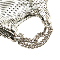 Medium Metallic Glazed Calfskin Perforated Rodeo Drive Satchel