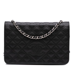 CC Embossed Calfskin Diamond Wallet On Chain