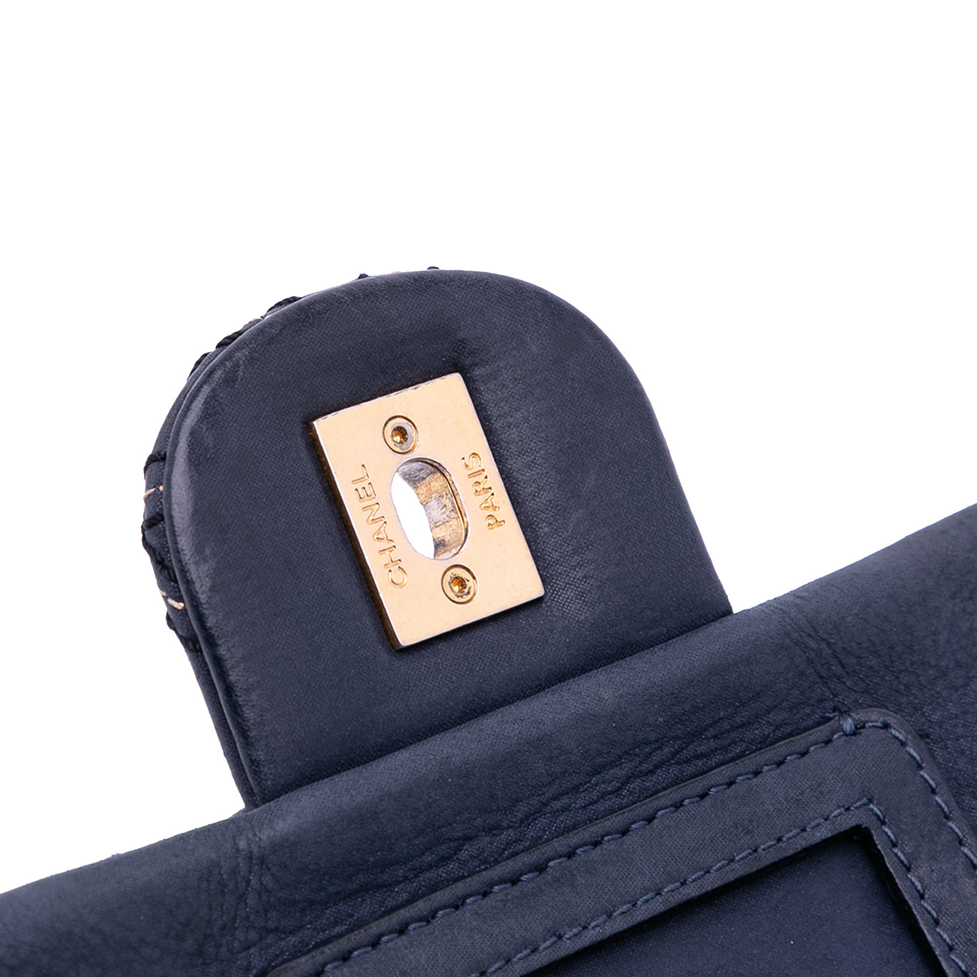 Jumbo Quilted Calfskin Triple Stitched Flap