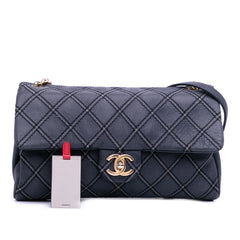 Jumbo Quilted Calfskin Triple Stitched Flap