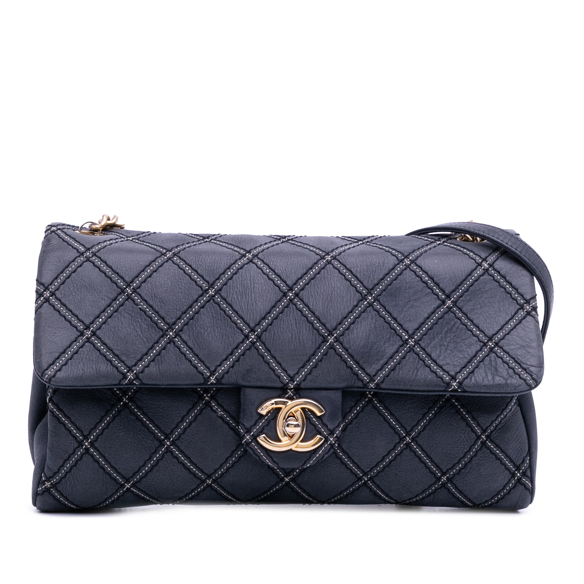 Jumbo Quilted Calfskin Triple Stitched Flap