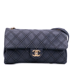 Jumbo Quilted Calfskin Triple Stitched Flap