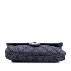 Jumbo Quilted Calfskin Triple Stitched Flap