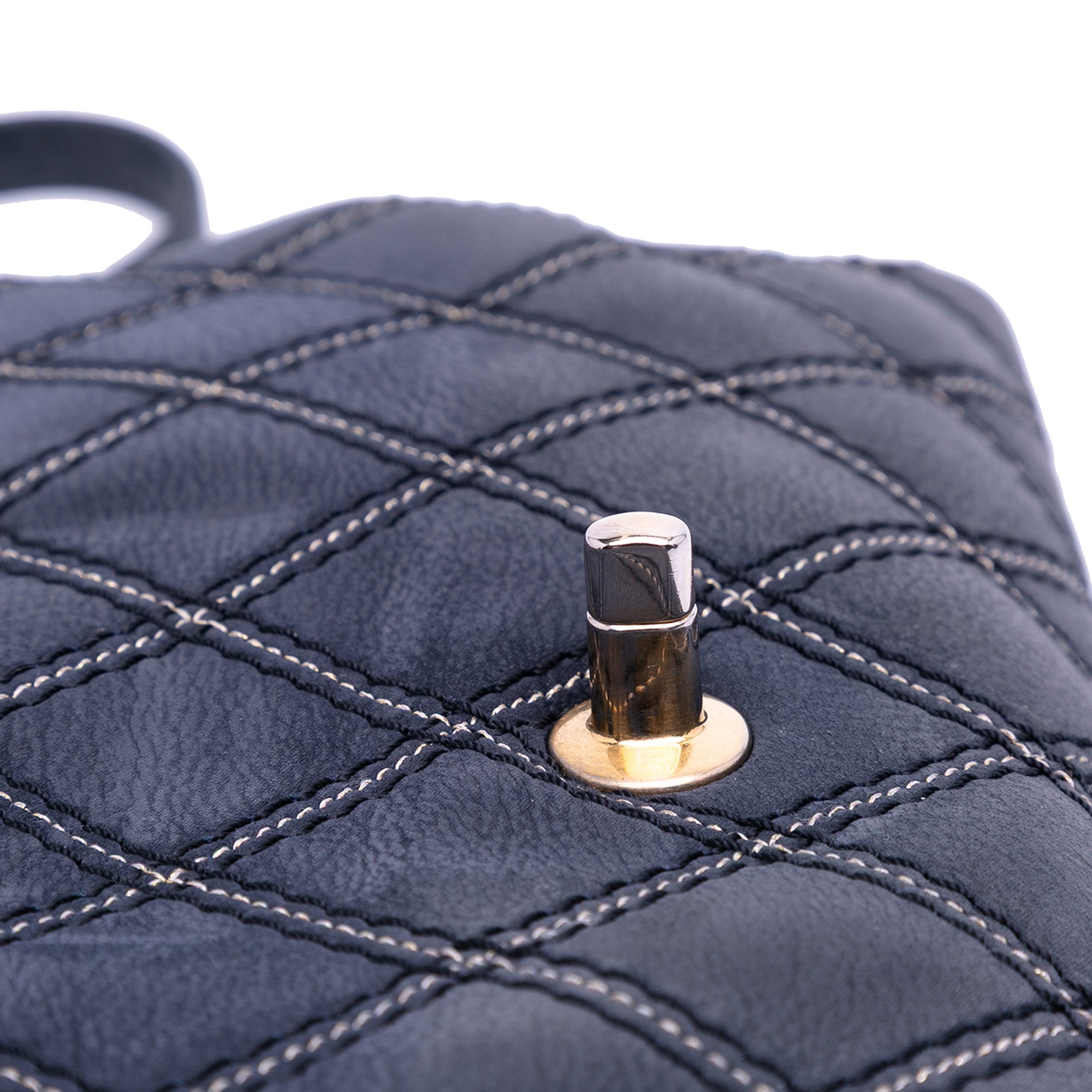 Jumbo Quilted Calfskin Triple Stitched Flap