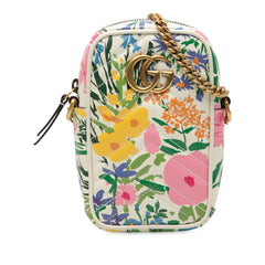 Mini GG Marmont Floral Printed Matelasse Leather Crossbody