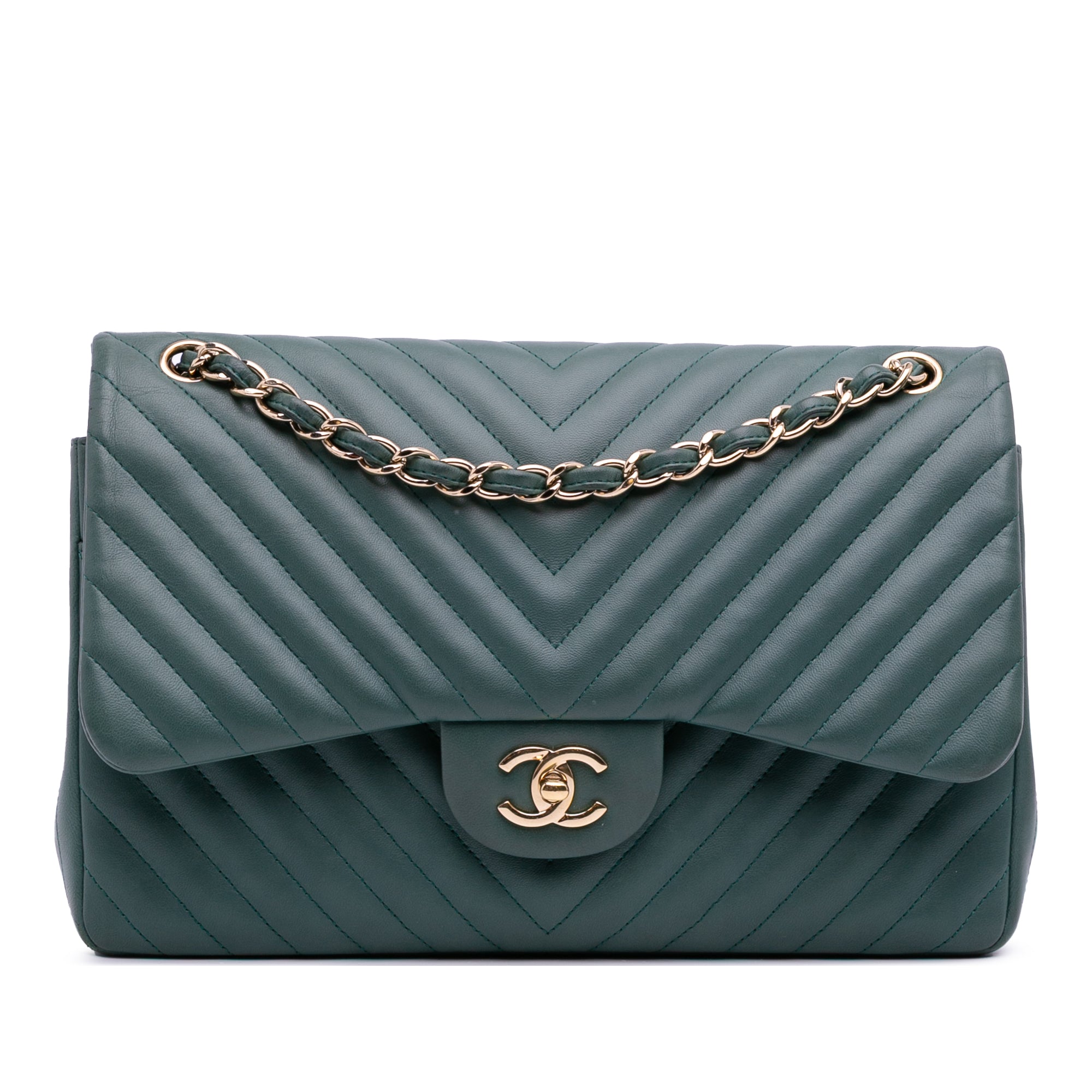 Jumbo Classic Chevron Lambskin Double Flap