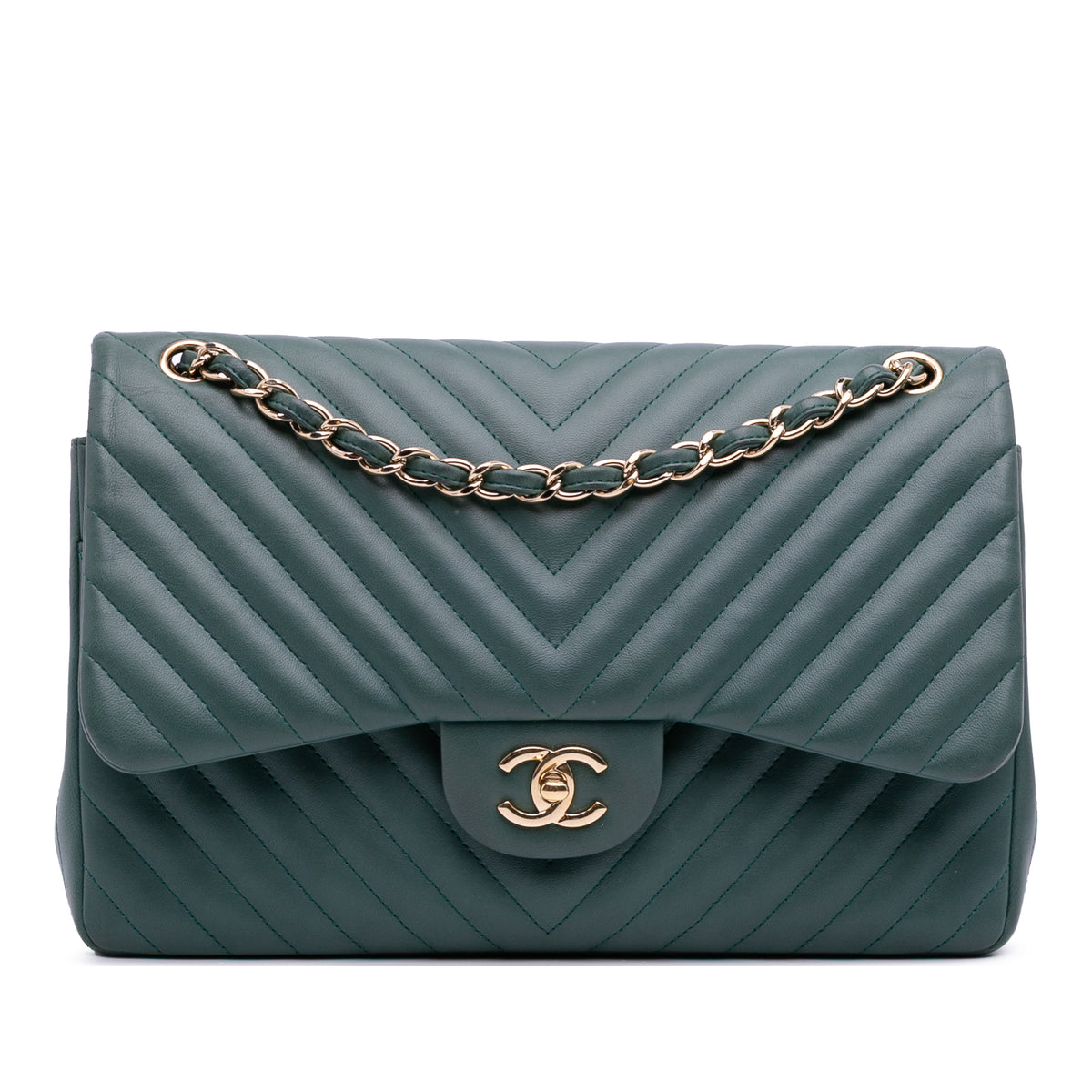 Jumbo Classic Chevron Lambskin Double Flap