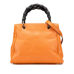Small Calfskin Bamboo Shopper Satchel