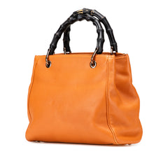Small Calfskin Bamboo Shopper Satchel